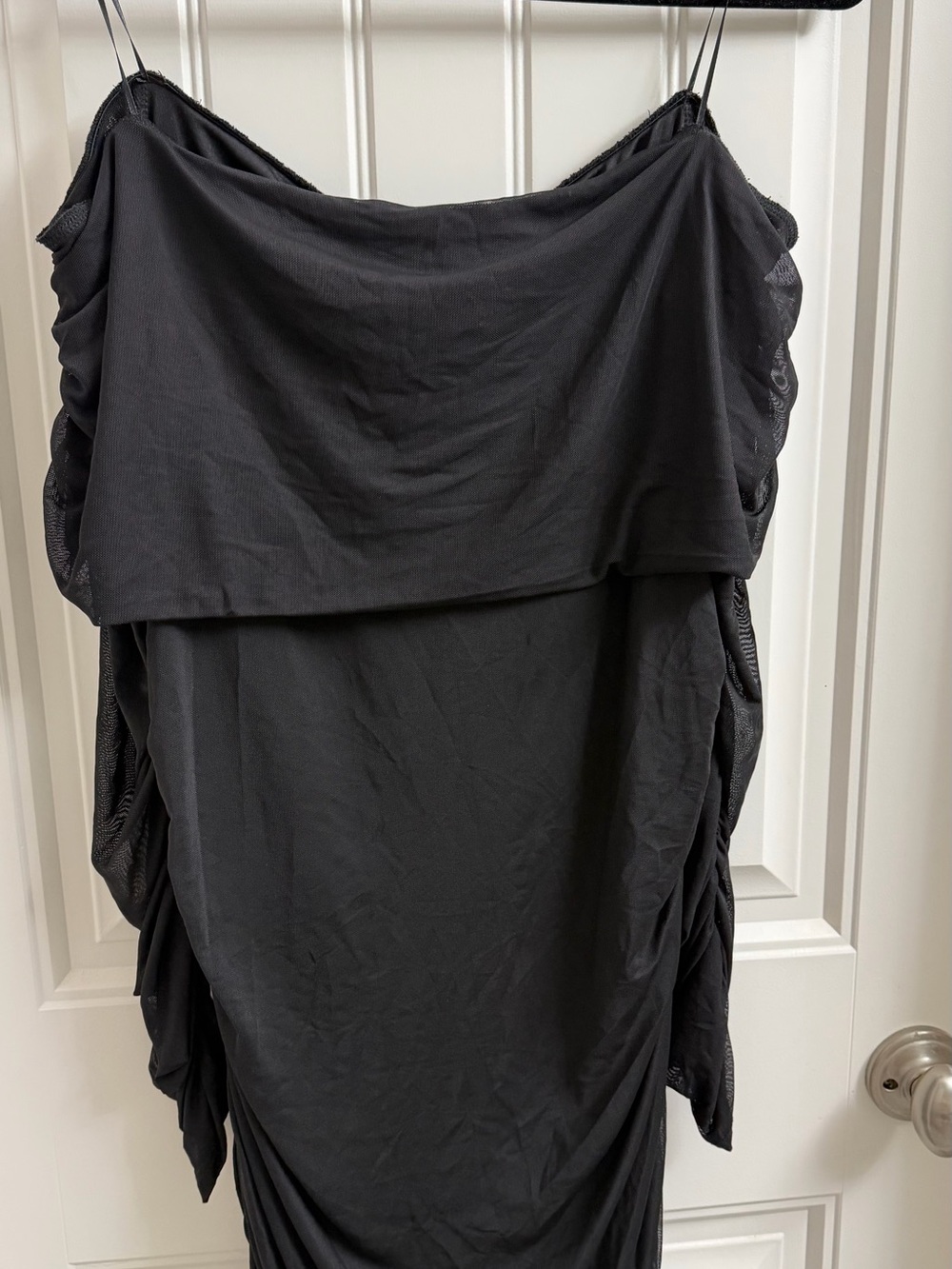 Elegant Black Off-Shoulder Ruched Women’s Dress - Picture 8 of 10